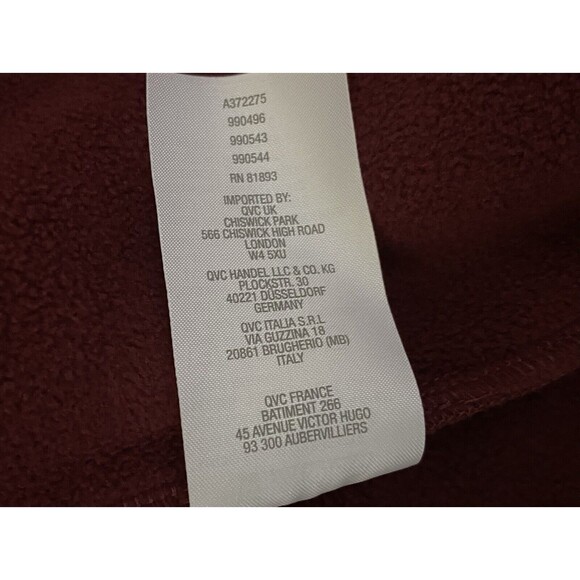 Denim‎ & Co Sherpa Jacket Womens Size XXS Dark Burgundy Long Length Warm Button - Picture 6 of 14